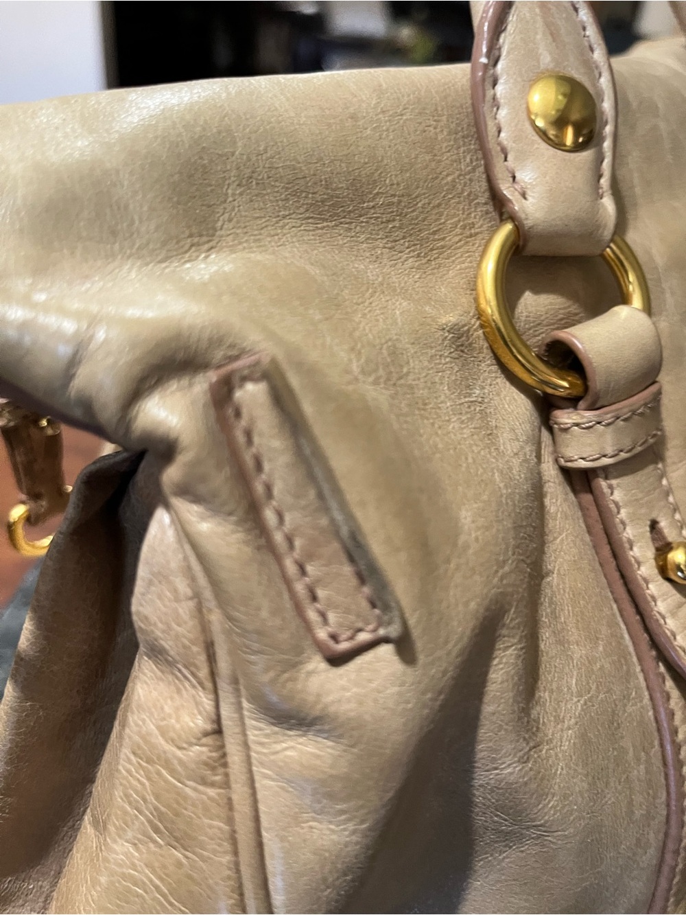 Miu Miu Metallic Beige Leather Satchel with Gold Hardware - Picture 8 of 11